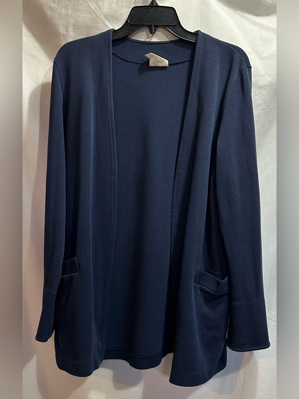 Weekenders Navy Blue Open-Front Cardigan with pockets.
